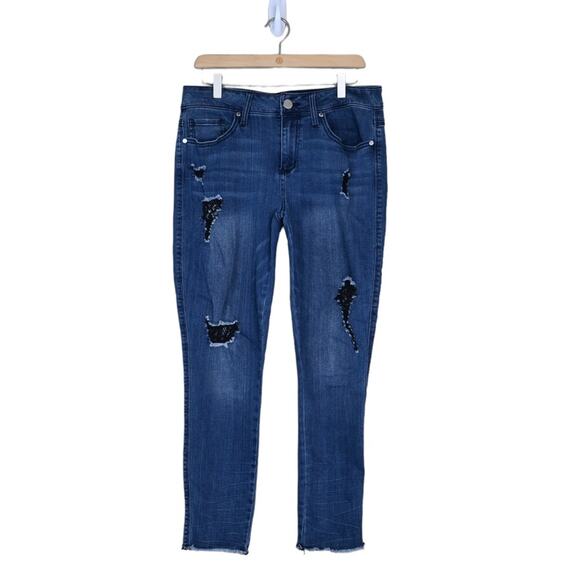 Seven7 Premium Womens 12 Skinny Distressed Raw Hem Jeans - Picture 1 of 11